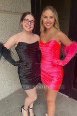 Misshow Red Tiered Tight Short Homecoming Dress/Mini Dress(Gloves are not Included)