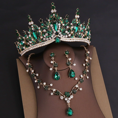 Misshow Rhinestone Headpiece Set Quinceanera Wedding & Birthday Jewelry with Crown Necklace & Earrings