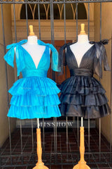 Misshow Royal Blue A Line Short Homecoming Dress/Mini Dress With Ruffles