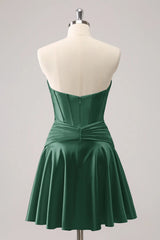 Misshow Royal Blue A Line Strapless Corset Short Homecoming Dress/Mini Dress with keyhole