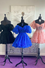 Misshow Royal Blue Corset A-Line Short Homecoming Dress/Mini Dress