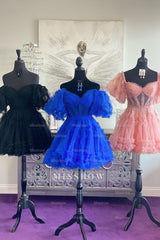 Misshow Royal Blue Corset A-Line Short Homecoming Dress/Mini Dress