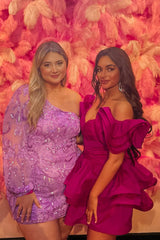 Misshow Royal Blue Off The Shoulder A Line Tiered Short Homecoming Dress/Mini Dress