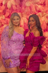 Misshow Royal Blue Off The Shoulder A Line Tiered Short Homecoming Dress/Mini Dress