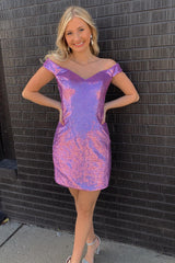 Misshow Royal Blue Open Back Sequins Tight Hoco Dress