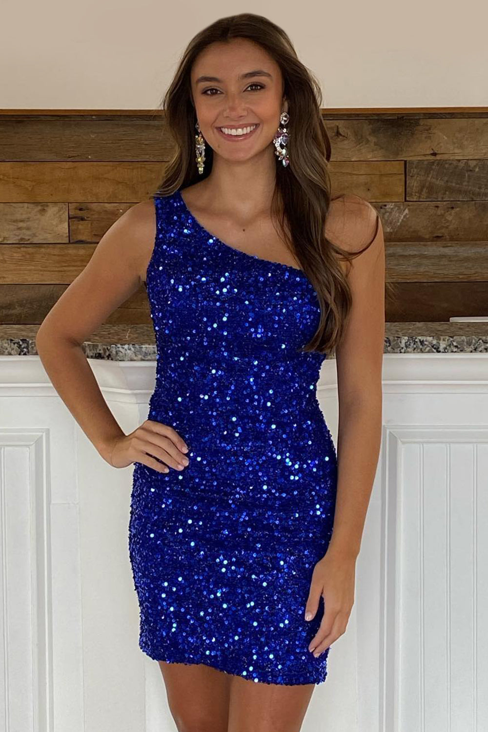 Misshow Royal Blue Sequins Tight Short Hoco Dress