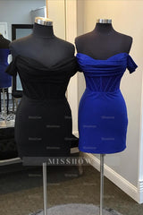 Misshow Royal Blue Sparkly Off The Shoulder Corset Tight Short Homecoming Dress/Mini Dress