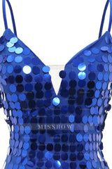 Misshow Royal Blue Sparkly Sequins Tight Short Homecoming Dress/Mini Dress