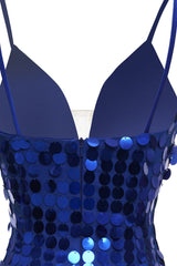 Misshow Royal Blue Sparkly Sequins Tight Short Homecoming Dress/Mini Dress