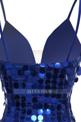Misshow Royal Blue Sparkly Sequins Tight Short Homecoming Dress/Mini Dress