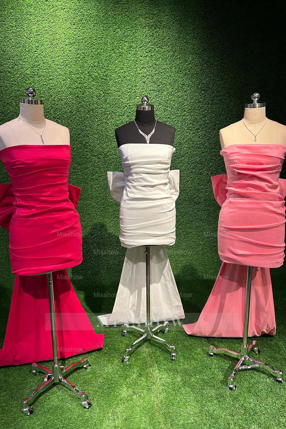 Misshow Royal Blue Strapless Tight Short Homecoming Dress/Mini Dress with Bowknot