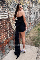 Misshow Royal Blue Strapless Tight Short Homecoming Dress/Mini Dress with Bowknot