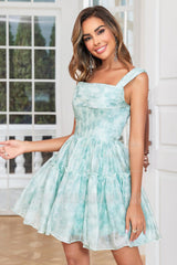 Misshow Sage Floral A-Line Corset Short Homecoming Dress/Mini Dress