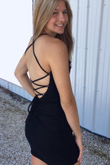 Misshow Simple Black Corset Tight Short Homecoming Dress/Mini Dress