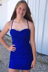 Misshow Simple Black Corset Tight Short Homecoming Dress/Mini Dress