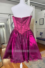 Misshow Simple Blue Corset A-Line Short Homecoming Dress/Mini Dress