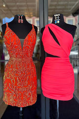 Misshow Simple Coral Cut Out Tight Short Homecoming Dress/Mini Dress