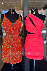 Misshow Simple Coral Cut Out Tight Short Homecoming Dress/Mini Dress