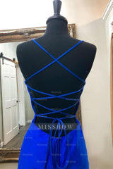 Misshow Simple Royal Blue Satin Tight Short Homecoming Dress/Mini Dress