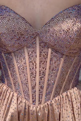 Misshow Sparkly A Line White Beaded Corset Short Homecoming Dress/Mini Dress