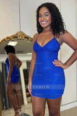 Misshow Sparkly Beaded Red Tight Short Homecoming Dress/Mini Dress