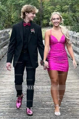 Misshow Sparkly Black Beaded Lace-Up Back Tight Short Homecoming Dress/Mini Dress