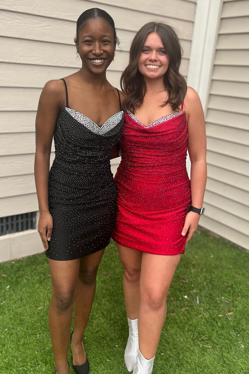 Misshow Sparkly Black Beaded Tight Short Homecoming Dress/Mini Dress