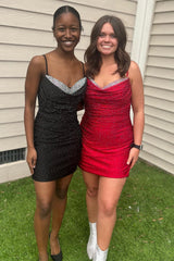 Misshow Sparkly Black Beaded Tight Short Homecoming Dress/Mini Dress