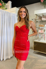 Misshow Sparkly Black Sequin Corset Tight Homecoming Dress/Mini Dress