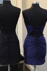 Misshow Sparkly Black Sequin Tight Short Homecoming Dress/Mini Dress with Appliques