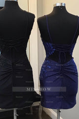 Misshow Sparkly Black Sequin Tight Short Homecoming Dress/Mini Dress with Appliques