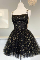 Misshow Sparkly Black Sequins Stars A-Line Short Homecoming Dress/Mini Dress
