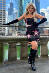 Misshow Sparkly Black Sequins Tight Short Homecoming Dress/Mini Dress