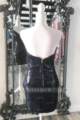 Misshow Sparkly Black Sweetheart Sequins Tight Short Homecoming Dress/Mini Dress