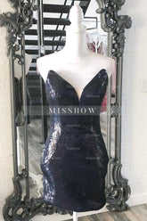 Misshow Sparkly Black Sweetheart Sequins Tight Short Homecoming Dress/Mini Dress
