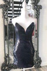 Misshow Sparkly Black Sweetheart Sequins Tight Short Homecoming Dress/Mini Dress