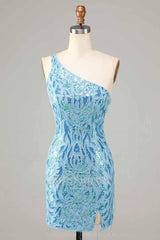 Misshow Sparkly Blue Beaded Fringed Tight Short Homecoming Dress/Mini Dress