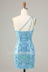 Misshow Sparkly Blue Beaded Fringed Tight Short Homecoming Dress/Mini Dress