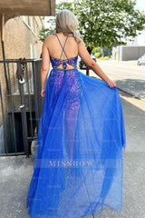 Misshow Sparkly Blue Detachable Train Sequins Tight Short Homecoming Dress/Mini Dress