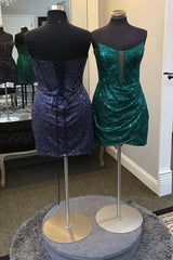 Misshow Sparkly Dark Green Corset Tight Short Homecoming Dress/Mini Dress with Sequins