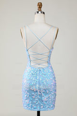 Misshow Sparkly Dark Green Lace Tight Short Hoco Dress