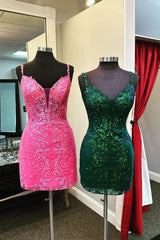 Misshow Sparkly Dark Green Sequined Tight Short Homecoming Dress/Mini Dress