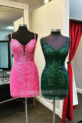 Misshow Sparkly Dark Green Sequined Tight Short Homecoming Dress/Mini Dress