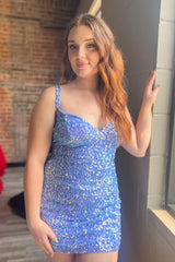 Misshow Sparkly Dark Green Sequins Lace-Up Back Tight Short Homecoming Dress/Mini Dress