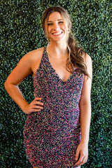 Misshow Sparkly Dark Purple Sequined Backless Tight Short Homecoming Dress/Mini Dress