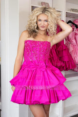 Misshow Sparkly Fluffy Fuchsia Tight Short Homecoming Dress/Mini Dress with Ruffles