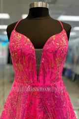 Misshow Sparkly Fuchsia A-Line Backless Short Homecoming Dress/Mini Dress