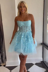 Misshow Sparkly Fuchsia Corset Lace A-Line Tulle Homecoming Dress/Mini Dress