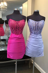 Misshow Sparkly Fuchsia Corset Sweetheart Bodycon Homecoming Dress/Mini Dress