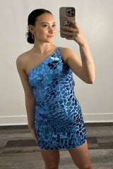 Misshow Sparkly Fuchsia Mirror One Shoulder Tight Short Homecoming Dress/Mini Dress